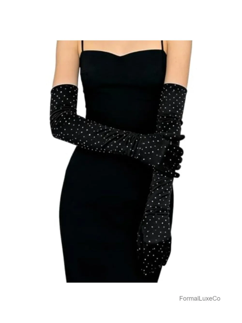 Long Elbow Gloves Retro Shiny Sequin Stretchy Opera Party Gloves Evening